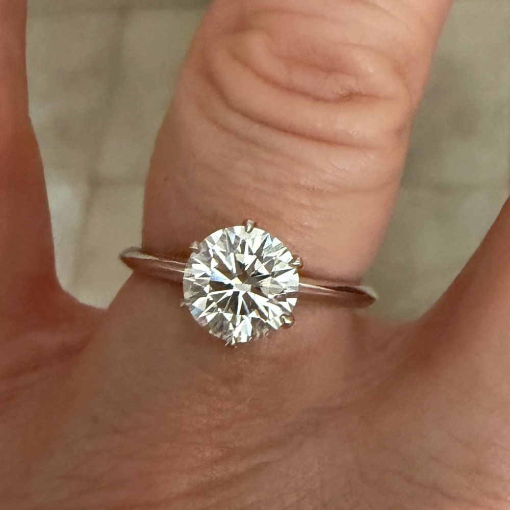 IGI Certificate Lab Diamond 1.5ct D VVS2 Round 14K White Gold Ring, Size 7.25